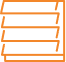Icône orange représentant une pile de quatre documents ou feuilles superposées sur un fond noir, symbolisant une liste ou des calques.